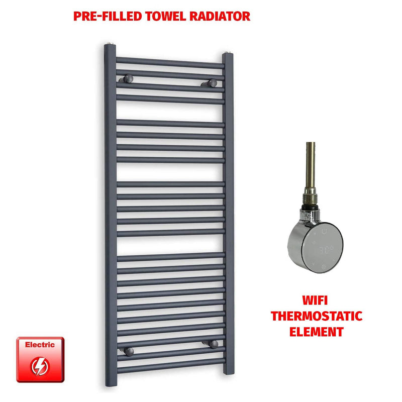 ER-Wifi Thermostatic 500 x 1200 Flat Anthracite Pre-Filled Electric Towel Rail