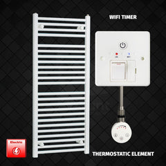 Thermostatic Element + Wifi Timer 500 x 1200 Flat White Pre-Filled Electric Heated Towel Rail