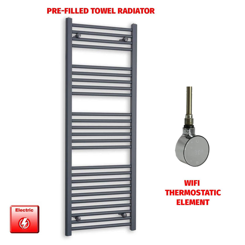 ER-Wifi Thermostatic 500 x 1400 Flat Anthracite Pre-Filled Electric Towel Rail