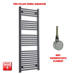 ER-Wifi Thermostatic 500 x 1400 Flat Black Pre-Filled Electric Heated Towel Rail