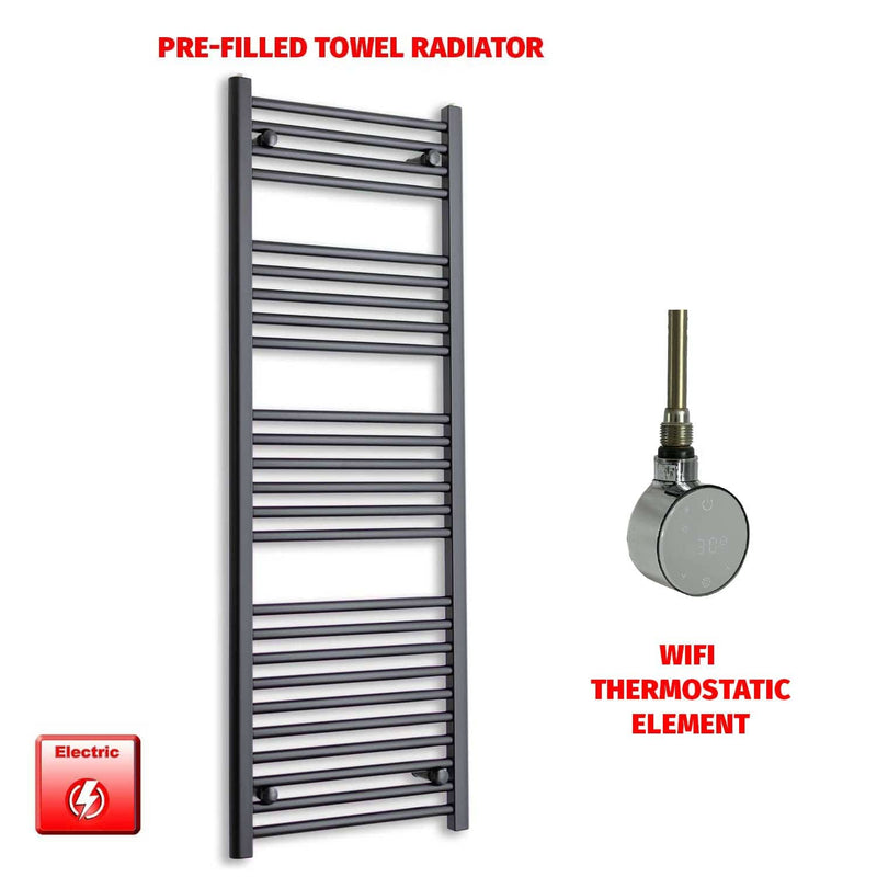 ER-Wifi Thermostatic 500 x 1400 Flat Black Pre-Filled Electric Heated Towel Rail