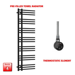 Thermostatic Element 500 x 1500 Difta Pre-Filled Electric Towel Rail Flat Black
