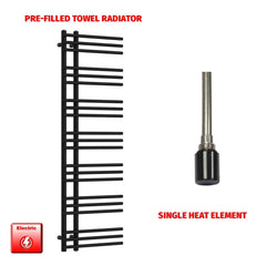 Single Heat Element 500 x 1500 Difta Pre-Filled Electric Towel Rail Flat Black