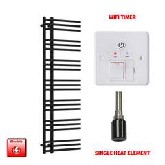 Single Heat Element + Wifi Timer 500 x 1500 Difta Pre-Filled Electric Towel Rail Flat Black