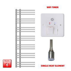 Single Heat Element + Wifi Timer 500 x 1500 Difta Pre-Filled Electric Towel Rail Flat Chrome