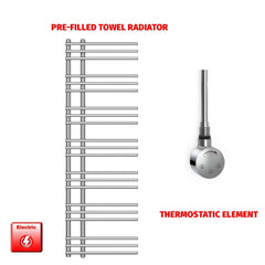 Thermostatic Element 500 x 1500 Difta Pre-Filled Electric Towel Rail Flat Chrome