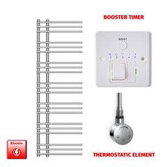 Thermostatic Element + Booster Timer 500 x 1500 Difta Pre-Filled Electric Towel Rail Flat Chrome