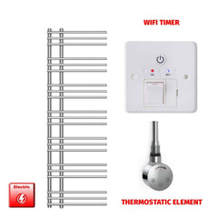 Thermostatic Element + Wifi Timer 500 x 1500 Difta Pre-Filled Electric Towel Rail Flat Chrome