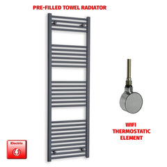 ER-Wifi Thermostatic 500 x 1600 Flat Anthracite Pre-Filled Electric Towel Rail