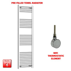 Straight / ER-Wifi Thermostatic 500 x 1600 Flat Chrome Pre-Filled Electric Heated Towel Rail