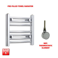Straight / ER-Wifi Thermostatic 500 x 400 Flat Chrome Pre-Filled Electric Towel Rail HTR