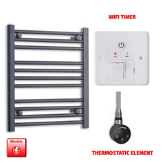 Thermostatic Element + Wifi Timer 500 x 600 Flat Black Pre-Filled Electric Heated Towel Rail