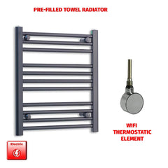 ER-Wifi Thermostatic 500 x 600 Flat Black Pre-Filled Electric Heated Towel Rail
