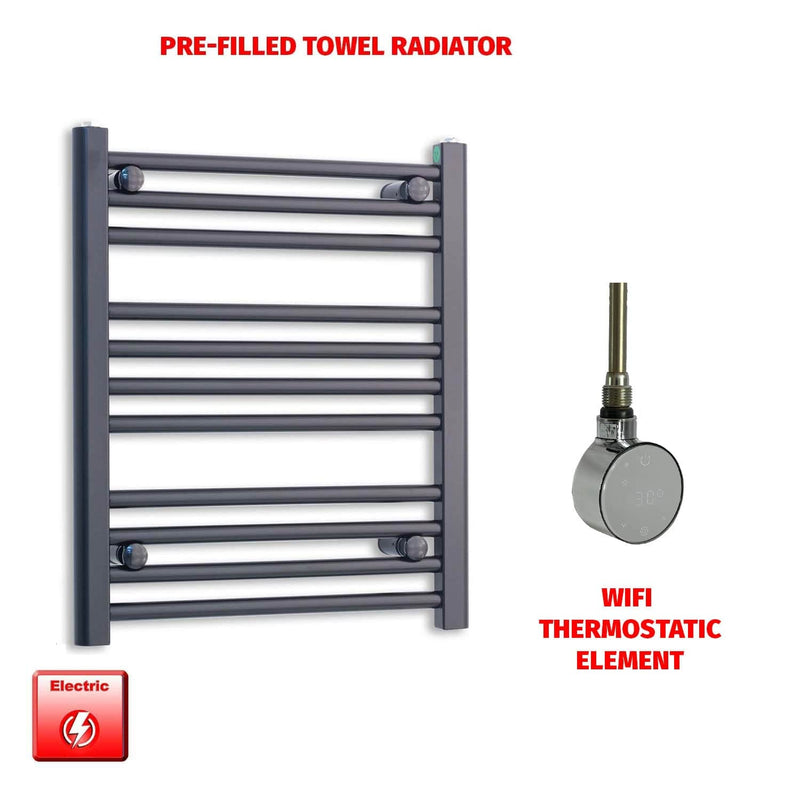 ER-Wifi Thermostatic 500 x 600 Flat Black Pre-Filled Electric Heated Towel Rail