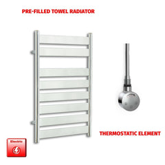 Thermostatic Element 500 x 800 Chrome Flat Panel Pre-Filled Electric Towel Rail
