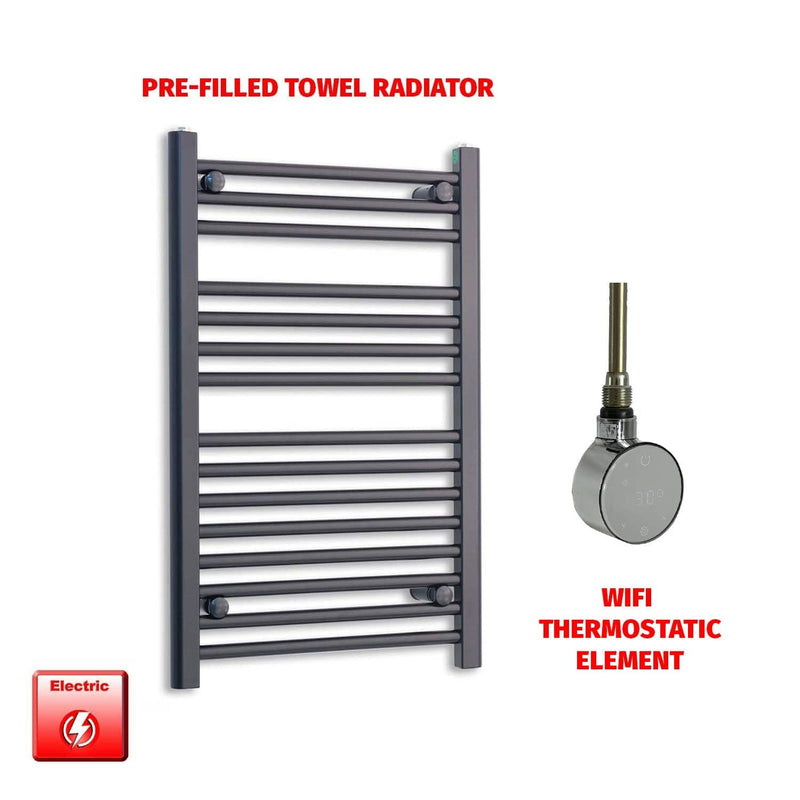 ER-Wifi Thermostatic 500 x 800 Flat Black Pre-Filled Electric Heated Towel Rail