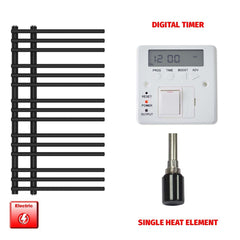 Single Heat Element + Digital Timer 500 x 900 Difta Pre-Filled Electric Towel Rail Flat Black