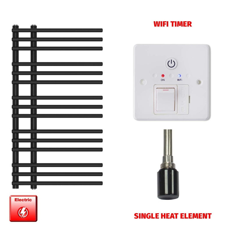 Single Heat Element + Wifi Timer 500 x 900 Difta Pre-Filled Electric Towel Rail Flat Black