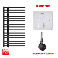 Thermostatic Element + Booster Timer 500 x 900 Difta Pre-Filled Electric Towel Rail Flat Black