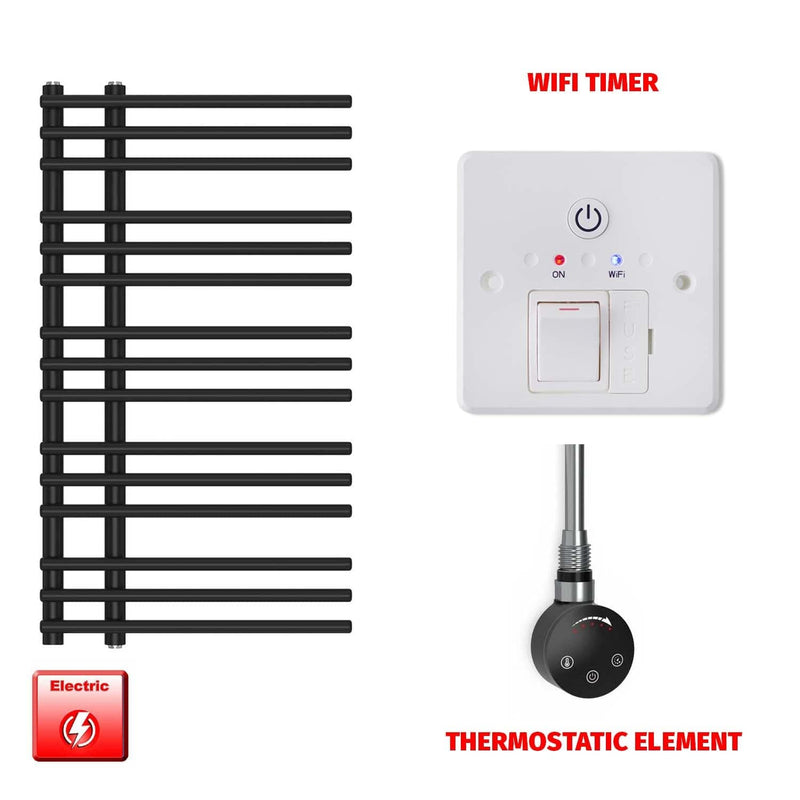 Thermostatic Element + Wifi Timer 500 x 900 Difta Pre-Filled Electric Towel Rail Flat Black