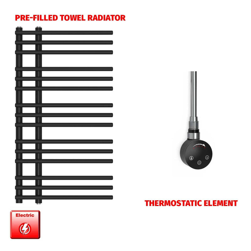 Thermostatic Element 500 x 900 Difta Pre-Filled Electric Towel Rail Flat Black