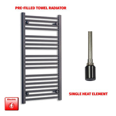 Single Heat Element 550 x 1000 Flat Black Pre-Filled Electric Heated Towel Rail