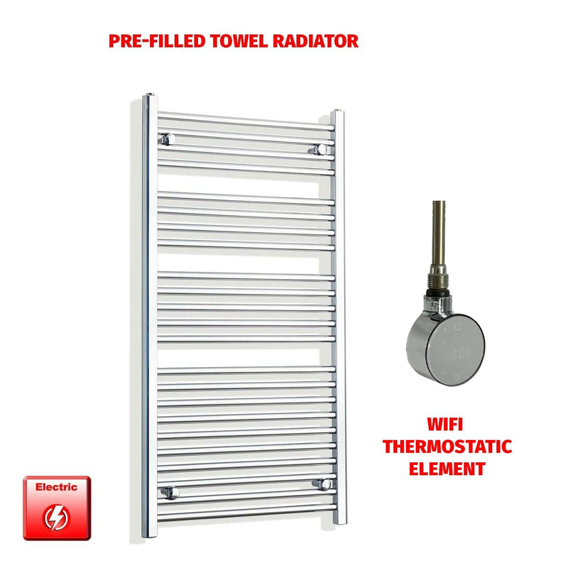 ER-Wifi Thermostatic 550 x 1200 Flat Chrome Pre-Filled Electric Heated Towel Rail