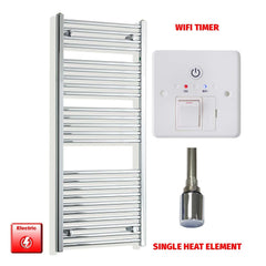 Single Heat Element + Wifi Timer 550 x 1300 Pre-Filled Electric Heated Towel Rail Chrome HTR