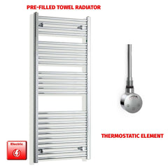 Thermostatic Element 550 x 1300 Pre-Filled Electric Heated Towel Rail Chrome HTR