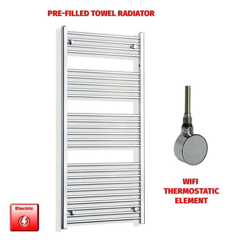 ER-Wifi Thermostatic 550 x 1400mm Flat Chrome Pre-Filled Electric Towel Radiator