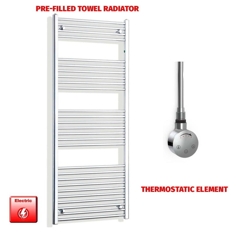 Thermostatic Element 550 x 1600 Chrome Pre-Filled Electric Heated Towel Rail HTR