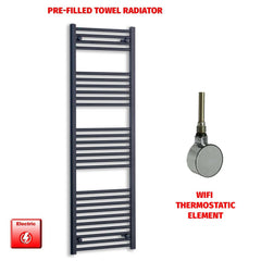 ER-Wifi Thermostatic 550 x 1600 Flat Black Pre-Filled Electric Heated Towel Rail
