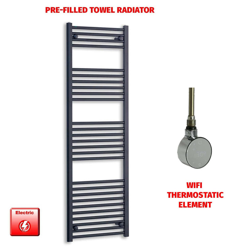 ER-Wifi Thermostatic 550 x 1600 Flat Black Pre-Filled Electric Heated Towel Rail