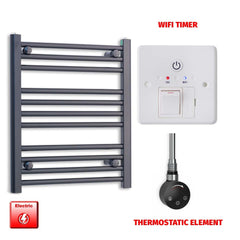 Thermostatic Element + Wifi Timer 550 x 600 Flat Black Pre-Filled Electric Heated Towel Rail