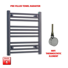 ER-Wifi Thermostatic 550 x 600 Flat Black Pre-Filled Electric Heated Towel Rail