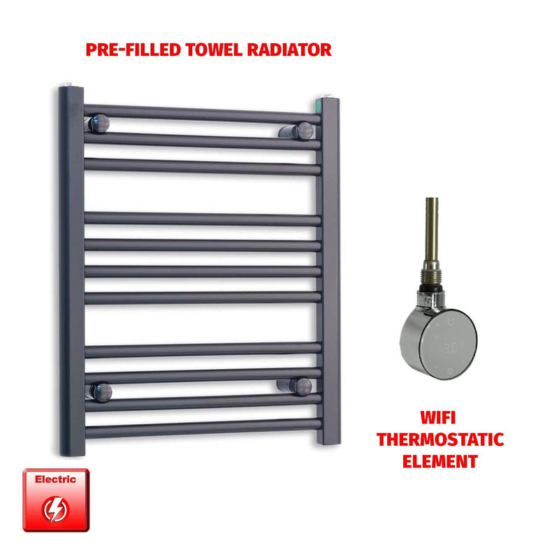 ER-Wifi Thermostatic 550 x 600 Flat Black Pre-Filled Electric Heated Towel Rail