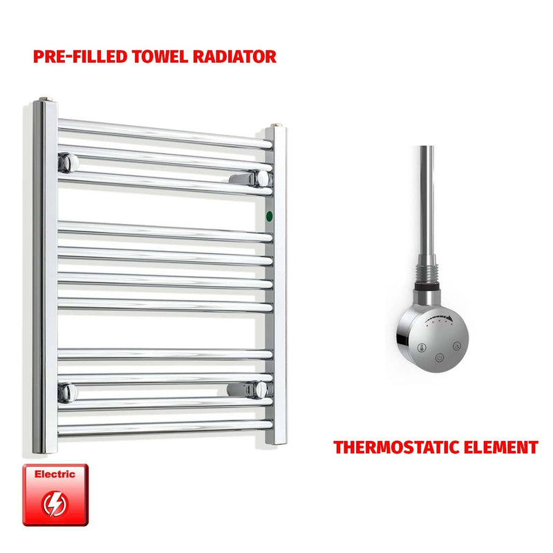 Thermostatic Element 550 x 600 Pre-Filled Electric Heated Towel Rail Chrome HTR