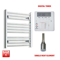 Single Heat Element + Digital Timer 550 x 600 Pre-Filled Electric Heated Towel Rail Chrome HTR