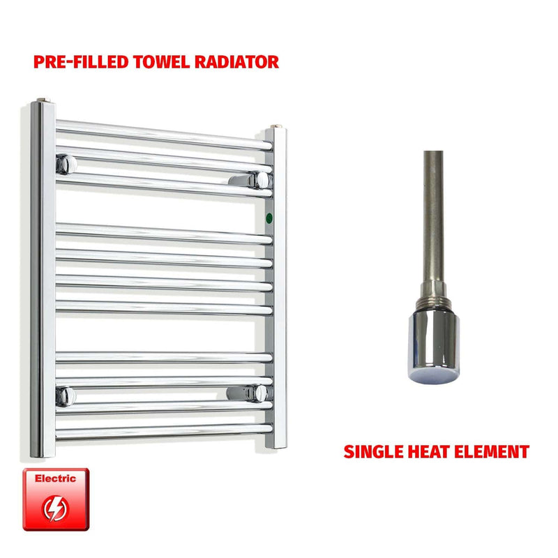 Single Heat Element 550 x 600 Pre-Filled Electric Heated Towel Rail Chrome HTR