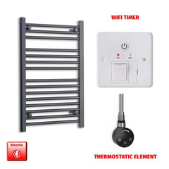 Thermostatic Element + Wifi Timer 550 x 800 Flat Black Pre-Filled Electric Heated Towel Rail HTR