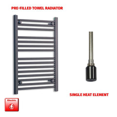Single Heat Element 550 x 800 Flat Black Pre-Filled Electric Heated Towel Rail HTR