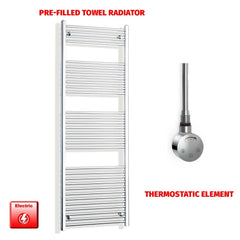 Thermostatic Element 550mm Wide 1800mm High Electric Heated Towel Rail Chrome