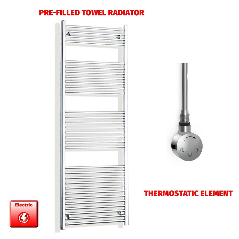 Thermostatic Element 550mm Wide 1800mm High Electric Heated Towel Rail Chrome