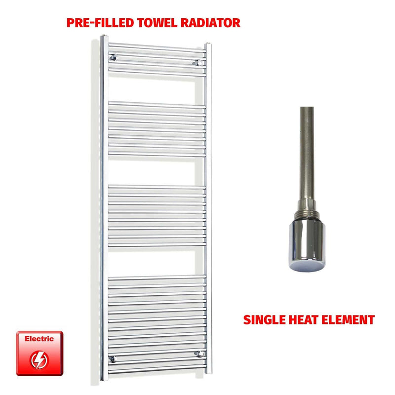Single Heat Element 550mm Wide 1800mm High Electric Heated Towel Rail Chrome