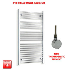 ER-Wifi Thermostatic 550mm x 1200mm Flat Chrome Pre-Filled Electric Towel Rail