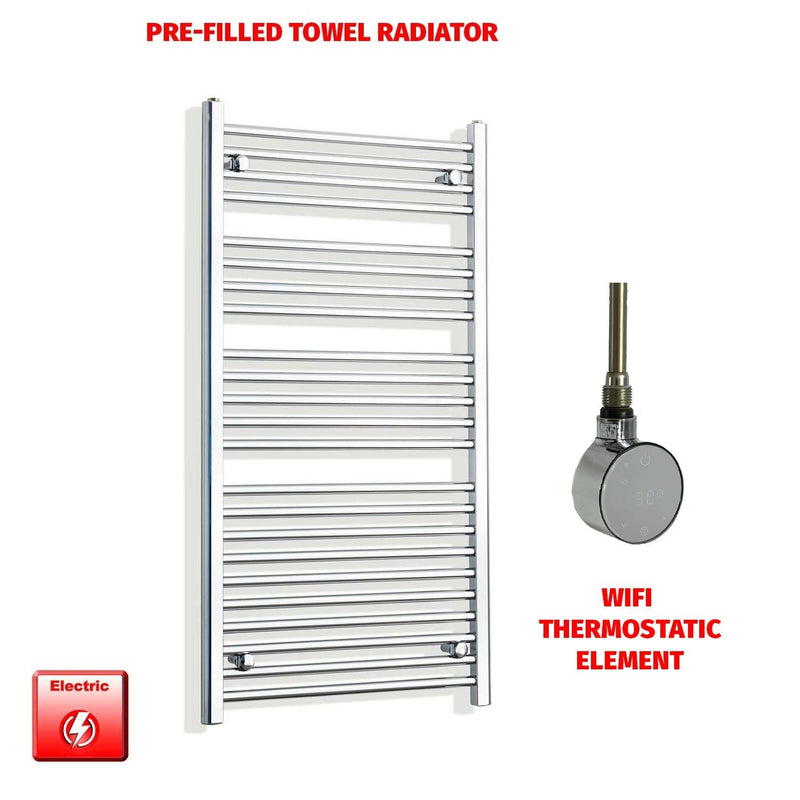 ER-Wifi Thermostatic 550mm x 1200mm Flat Chrome Pre-Filled Electric Towel Rail