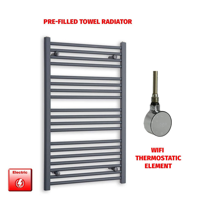 ER-Wifi Thermostatic 600 x 1000 Flat Anthracite Pre-Filled Electric Towel Rail
