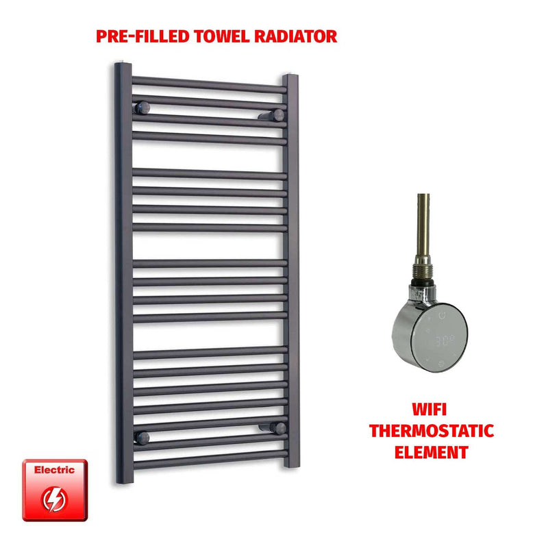 ER-Wifi Thermostatic 600 x 1000 Flat Black Pre-Filled Electric Heated Towel Rail