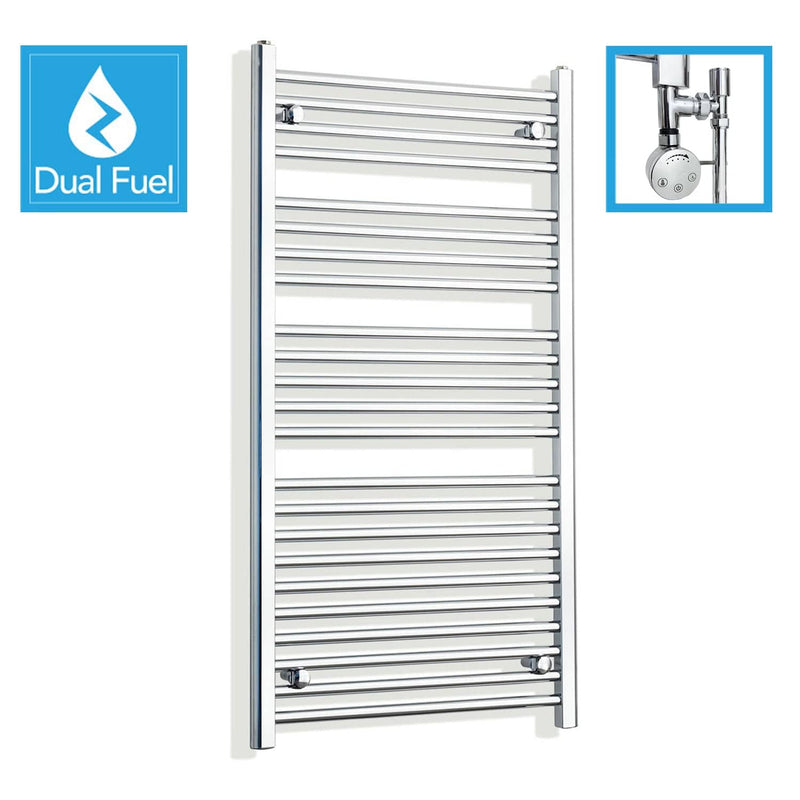600 x 1200  Chrome Dual Fuel Flat Heated Towel Rail