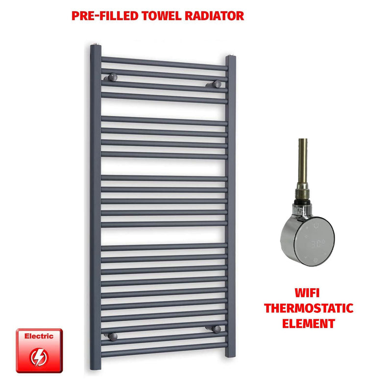 ER-Wifi Thermostatic 600 x 1200 Flat Anthracite Pre-Filled Electric Towel Rail
